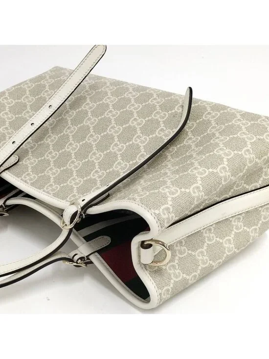 Gucci 2-Way Bag GG Emblem Leather Beige - Picture 3 of 10